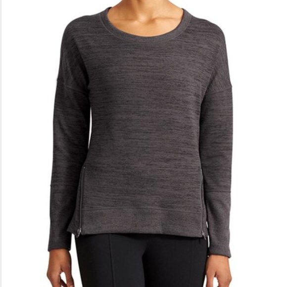 Athleta Blissful Shark-Bite Sweatshirt in Shale Heather (charcoal gray) Sz M. - Picture 1 of 9